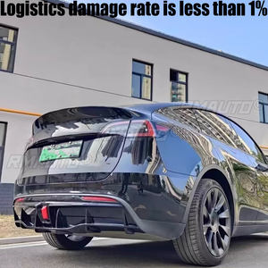 <b>For</b> Tesla Model Y 2018-2022 4-Door Rear Bumper <b>Diffuser</b> Lip ABS Carbon Fiber Look <b>Car</b> Boot Splitter Guard Spoiler Plate - Product Image 2