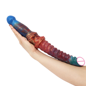 LUUK Ambilight <span class=keywords><strong>consolador</strong></span> de dos cabezas patrón de espina de pescado tapón anal juguetes sexuales para lesbianas vagina larga anal <span class=keywords><strong>Consolador</strong></span> de masturbación de <span class=keywords><strong>doble</strong></span> <span class=keywords><strong>uso</strong></span> - Product Image 3