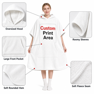 No moq 320gsm Sublimation Print Wearable <strong>Blanket</strong> Poncho Soft Fleece Flannel thick cozy Oversized Hoodie <strong>Blanket</strong> with Custom Logo - Product Image 5