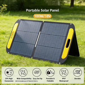 Panneau solaire portable pliable noir haute efficacité, résistant aux intempéries, 100W 19V (23% de conversion), avec béquilles réglables - Product Image 3