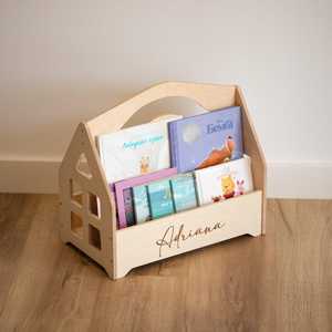 ชั้นวางหนังสือเด็กมอนเตสซอรี่สีไม้เข้ม ชุดเฟอร์นิเจอร์ทันสมัยสำหรับห้องนอน ห้องครัว และห้องเด็กเล็ก - Product Image 1