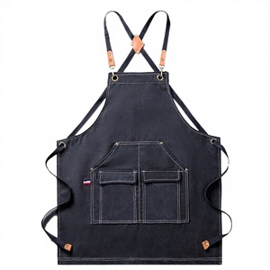 Tablier en toile de coton Danya personnalisé avec logo, réglable, imperméable, sans manches, pour barista, artiste, chef de cuisine, avec poches pour outils de travail pour hommes - Product Image 2