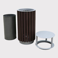 Poubelle de jardin extérieure en plastique recyclé imitation bois avec cendrier