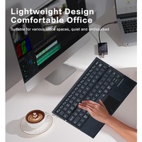Teclado Inalámbrico Recargable JOMAA de Cuero, Plegable en Tres Partes, con Mouse y Panel Táctil, Compatible con Windows, iOS y Android