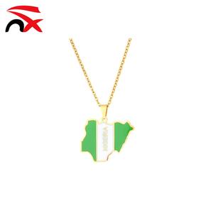Promocional Nigeria <span class=keywords><strong>mapa</strong></span> contorno colgante collar moda esmalte relleno <span class=keywords><strong>África</strong></span> joyería Día DE LA Independencia regalo recuerdo - Product Image 6