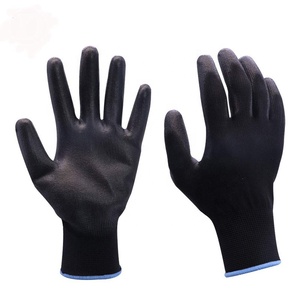 Guantes de seguridad para hombre y mujer, manoplas finas y transpirables con agarre ligero, de poliuretano negro, con revestimiento - Product Image 1