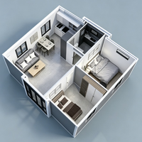 Cabane compacte préfabriquée moderne de 20 pieds ou 40 pieds avec 1, 2 ou 3 chambres pour maison conteneur préfabriquée extensible ou mini-maison
