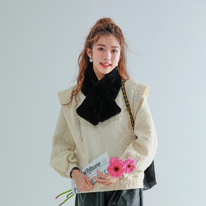 Écharpe longue <span class=keywords><strong>en</strong></span> peluche pour femme, couleur unie, <span class=keywords><strong>fausse</strong></span> <span class=keywords><strong>fourrure</strong></span> de lapin, polyester, <span class=keywords><strong>snood</strong></span> chaud d'hiver, prêt à être expédié - Product Image 5