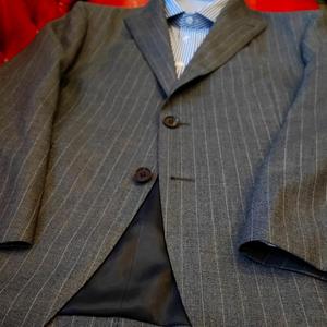 Dark Grey Wide Stripe <strong>Wool</strong> Polyester Blend Italian Business Suit Custom <strong>Double</strong> Breasted Bespoke B2B Bulk Personal Made Measure - Product Image 5