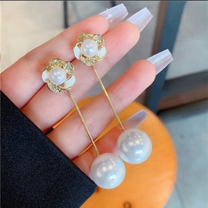 2024 New Trend Two-Strap Internet Celebrity Style Elegant <b>Tassel</b> Korean and Japanese Light Luxury Flower Silver Needle <b>Earrings</b> - Product Image 3
