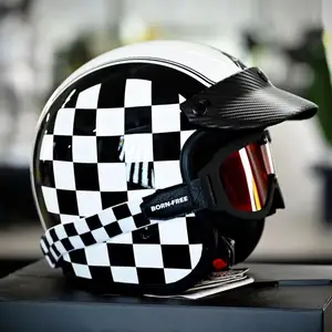 Mô hình mới xe máy nửa mặt Mũ bảo hiểm sợi Carbon dành cho người lớn mô-đun Mũ bảo hiểm xe máy