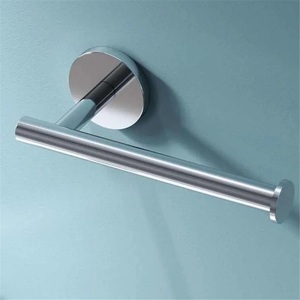 Porte-papier toilette simple en alliage de zinc chromé sans couvercle, support mural sans perçage pour rouleau de papier essuie-tout pour salle de bain - Product Image 2