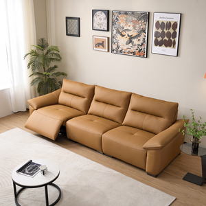 Divano Letto Elettrico Reclinabile in Pelle, Design Europeo Salvaspazio, 3 Posti, Telaio in Legno Massello Pieghevole per Soggiorno - Product Image 4