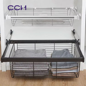 Đồ nội thất phụ kiện tủ quần áo kéo ra nhôm + sắt kim loại ardrobe quần áo tổ chức lưu trữ lớn lưới dây giỏ - Product Image 5