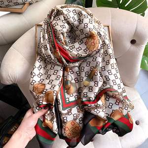 Nuovo <span class=keywords><strong>Elegante</strong></span> Scialle Stampato con Lettere 180X90CM, Stola da Spiaggia di Lusso, <span class=keywords><strong>Sciarpa</strong></span> Lunga Estiva Effetto Seta per Donne - Product Image 6