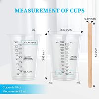 Tasses de mélange de résine en plastique transparent jetables de haute qualité gobelets en plastique gradués pour Camping mélange peinture tache résine époxy