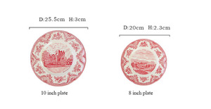 Christmas Plate Export Western Red Castle Series Porcelain Large <b>Small</b> Plate Bowl Dish Dessert Dish Cake Dish - Product Image 6
