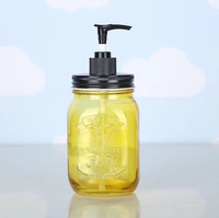 Pot en verre de maçon de distributeur carré rond recyclable de 1000ml avec la pompe d'acier inoxydable pour le désinfectant de main de lotion