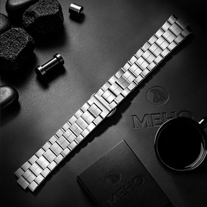 Bracelet de montre en acier inoxydable avec fermoir papillon, respirant et réglable pour smartwatch - Product Image 1