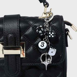 JS Wholesale 23 Styles Y2K Breloques de sac créatives avec cerise, étoile argentée, cœur, boule noire, dé, porte-clés pour femmes et hommes - Product Image 6