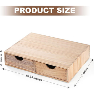 กล่องเก็บของไม้ 2 ชั้น 28.5x39x8.5 ซม. พร้อมฝาปิดสำหรับใส่กาแฟ ถุงชา อุปกรณ์จัดระเบียบบนโต๊ะ - Product Image 5