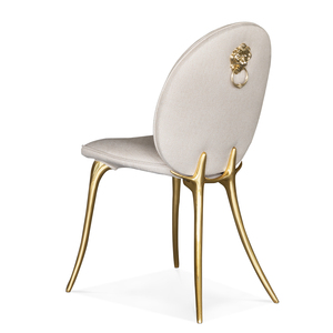 Silla de Comedor Blanca con Patas de Latón Fundido Pulido, en Oferta, con Cojín para Sala de Estar y Comedor - Product Image 3