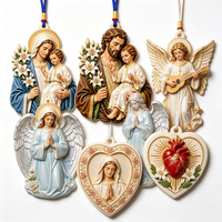 Ornement suspendu personnalisé en résine UV gaufrée, thème religieux catholique chrétien, Saint Joseph, Sainte Famille, Bébé Jésus, vente en gros d'usine