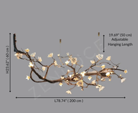 Lampe d'intérieur de style naturel inspirée de la villa, appartement, salle à manger, salon, branche de fleurs, lustre LED