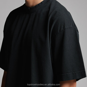 OEM personalizado gota hombro liso 100% algodón 280 300 Gsm peso pesado de gran tamaño camiseta ajuste recortado Boxy camiseta para hombres - Product Image 4