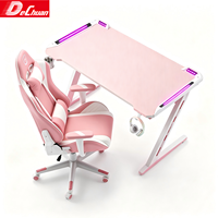 Bureau de jeu rose en forme de Z avec grille de rangement et crochet pour casque, idéal pour l'e-sport – Fabrication Foshan