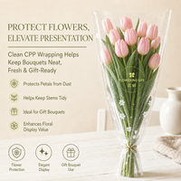 Manchon d'emballage transparent pour bouquet, imprimé en gravure avec logo personnalisé du fabricant, imperméable, transparent, en forme de cône, recouvert de CPP