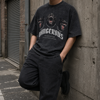 T-shirt pour homme 260 g/m² 100 % coton lavé, coupe oversize à épaules tombantes, impression numérique directe DTG, streetwear personnalisé