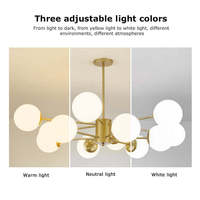 Lustre Moléculaire Nordique Doré 16 Lumières, Globe en Verre Blanc Chaud, Suspension Sputnik Moderne, Luminaire de Plafond LED E12 pour la Maison
