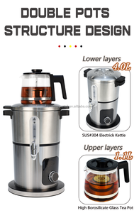 Çin çayı Maker makinesi arapça demlik Set 4.0l + 1.1l çift katmanlı elektrikli Samovar türk çift demlik su ısıtıcısı satılık Set - Product Image 6