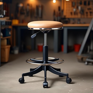 Tabouret pivotant Fami avec repose-pieds en hêtre 600x600x550/800 mm pour usage en atelier - Product Image 3