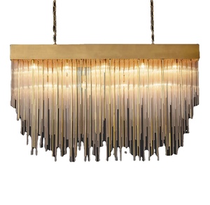 Nhà Máy Giá Thấp Tùy Chỉnh 54 Inch Phong Cách Công Nghiệp Hình Chữ Nhật Hiện Đại Brass Kính Sang Trọng Đèn Chùm - Product Image 1