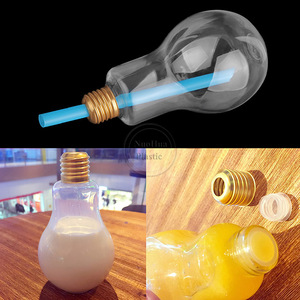 Lumière <span class=keywords><strong>LED</strong></span> 100/150/200/300/400/500/700ml <span class=keywords><strong>Bouteille</strong></span> de boisson en plastique en forme d'ampoule avec <span class=keywords><strong>bouchon</strong></span> en métal - Product Image 4