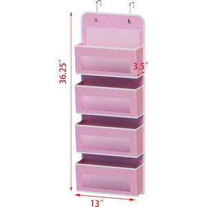 Organizador de Almacenamiento para Puerta con 4 Bolsillos, Color Rosa, para Productos de Bebé, Dormitorio, Baño, Despensa - Product Image 2