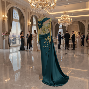 Elegante Vestido de Noche para Mujer con Silueta de Sirena y Pedrería hasta el Suelo Estiloso para Graduación Bodas y Fiestas - Product Image 3