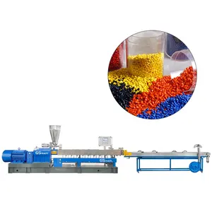 Çift vidalı ekstruder ile renk ana toplu plastik granüller ekstruder makinesi