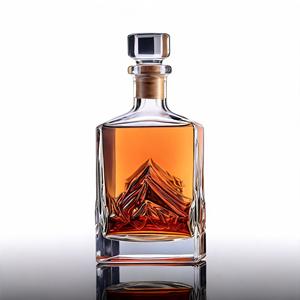 Bouteille de luxe 750 ml en verre super-cristallin en forme de volcan avec bouchon, vide, pour spiritueux, liqueur, whisky, brandy, carafe personnalisée, vente en gros directe usine - Product Image 3