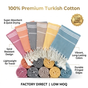 Lot de serviettes de plage de luxe en coton turc 100 %, surdimensionnées 100x180cm, personnalisables avec logo, légères, séchage rapide, Pestemal pour Spa et Gym - Product Image 2