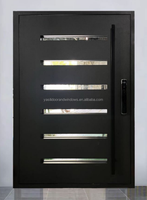 Porte d'entrée moderne en aluminium avec panneaux de verre personnalisés 3, 4, 5 ou 6 vitres, double battant, avec panneaux latéraux thermiques