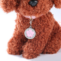 Accessoires pour animaux de compagnie en gros : Plaque d'identification ronde pour chien avec strass, anti-perte, personnalisable avec nom et photos DIY, et espace pour coordonnées de contact