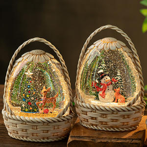 Nouveau panier de fleurs père noël résine ornements vent lampe neige boîte à musique boule de cristal cadeau enfants haut de gamme - Product Image 1