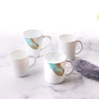 Tasse en verre opale décalcomanie personnalisée avec poignée pour café thé jus eau tasse à thé en verre opale blanche pour tasses à thé au lait