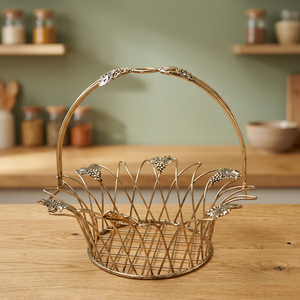 Panier de rangement rond en métal, style minimaliste fait main, couleur argent, organisateur de salon, à un seul niveau, soudé - Product Image 3