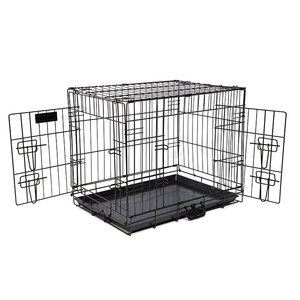 <span class=keywords><strong>2025</strong></span> noir robuste pliant chien <span class=keywords><strong>Cage</strong></span> Portable Durable en acier inoxydable chenil deux portes chien caisse Pet <span class=keywords><strong>Cage</strong></span>