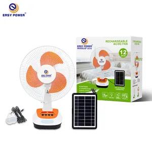 Fabriek Prijs Grote Capaciteit Batterij Zonne-energie Aangedreven 12 Inch Tafel Ventilator Met Draagbare Oplaadbare Zonnepaneel Voor Outdoor