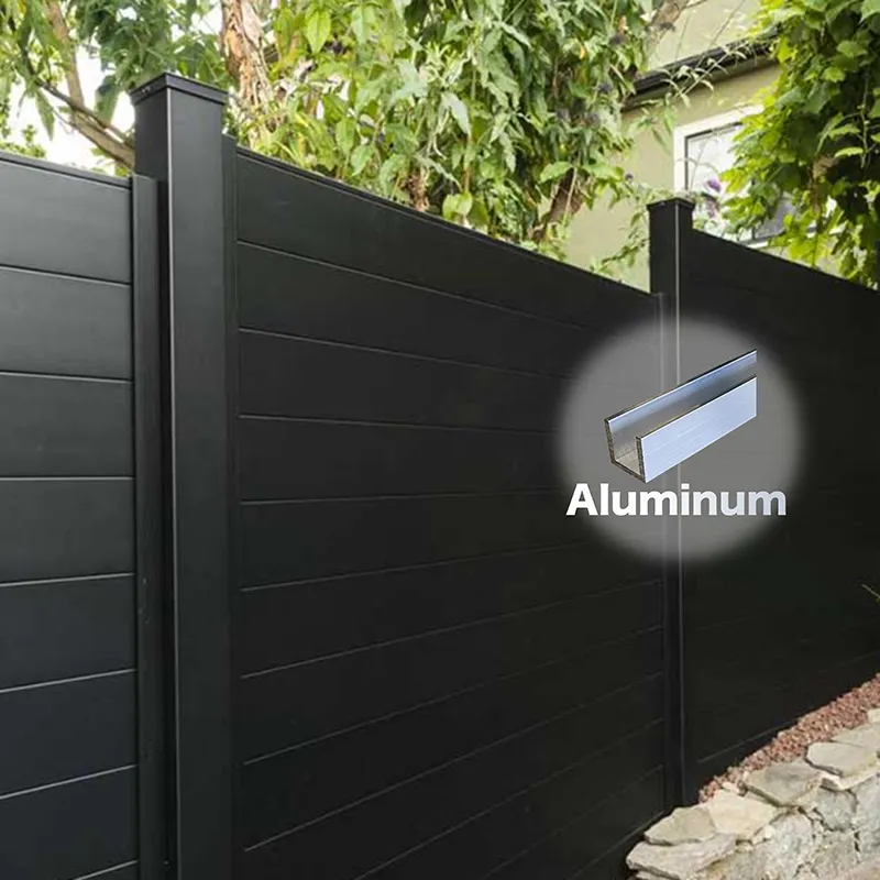 Morden panel pagar hitam, pagar keamanan taman luar ruangan, pagar aluminium horizontal dengan gerbang